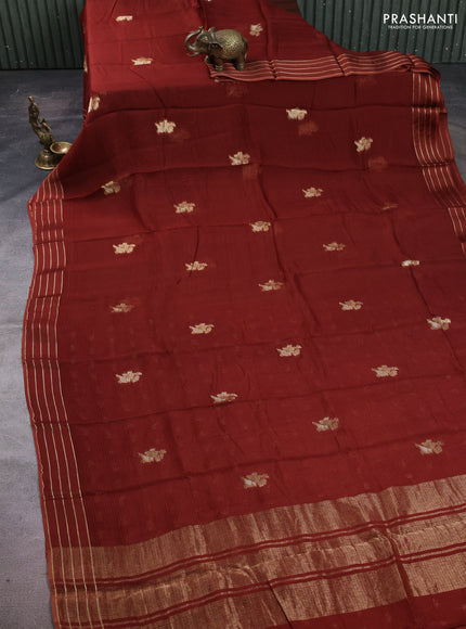 Art kota silk saree rust shade with zari woven buttas and zari woven border