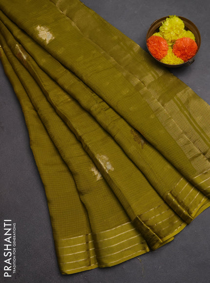 Art kota silk saree lime green with zari woven buttas and zari woven border