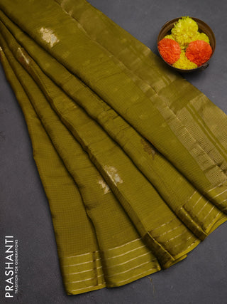 Art kota silk saree lime green with zari woven buttas and zari woven border