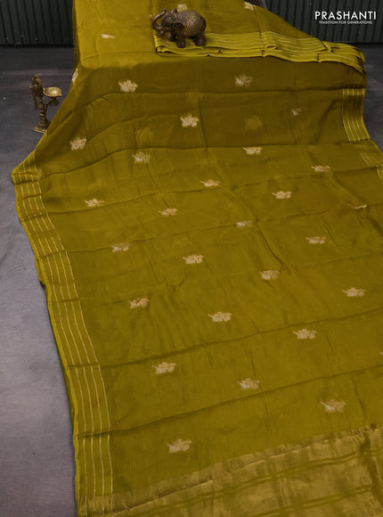 Art kota silk saree lime green with zari woven buttas and zari woven border