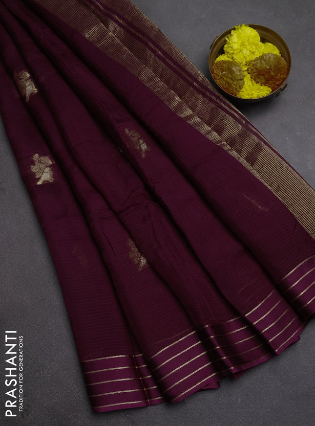 Art kota silk saree wine shade with zari woven buttas and zari woven border