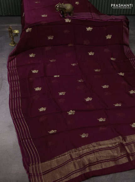 Art kota silk saree wine shade with zari woven buttas and zari woven border