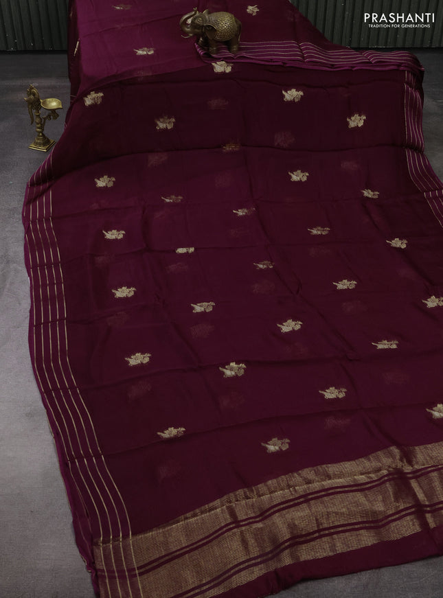 Art kota silk saree wine shade with zari woven buttas and zari woven border