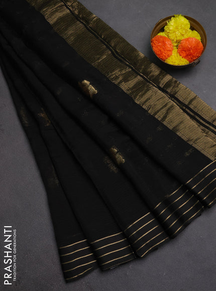 Art kota silk saree black with zari woven buttas and zari woven border