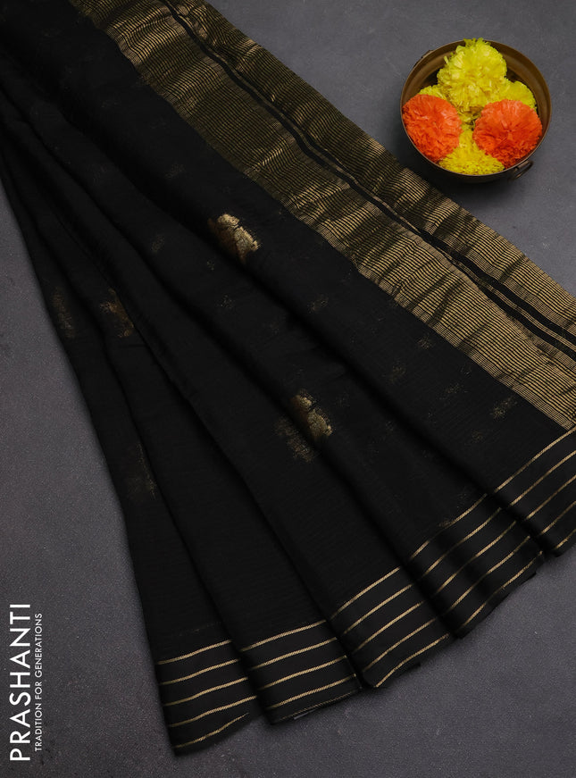 Art kota silk saree black with zari woven buttas and zari woven border