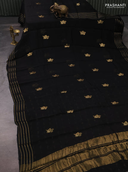 Art kota silk saree black with zari woven buttas and zari woven border