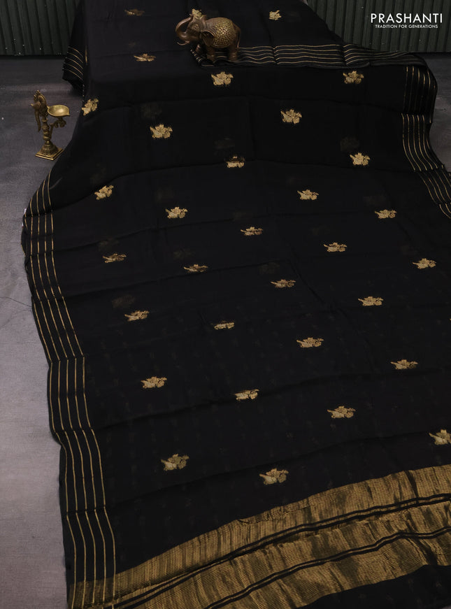 Art kota silk saree black with zari woven buttas and zari woven border