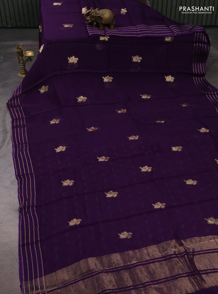 Art kota silk saree violet with zari woven buttas and zari woven border