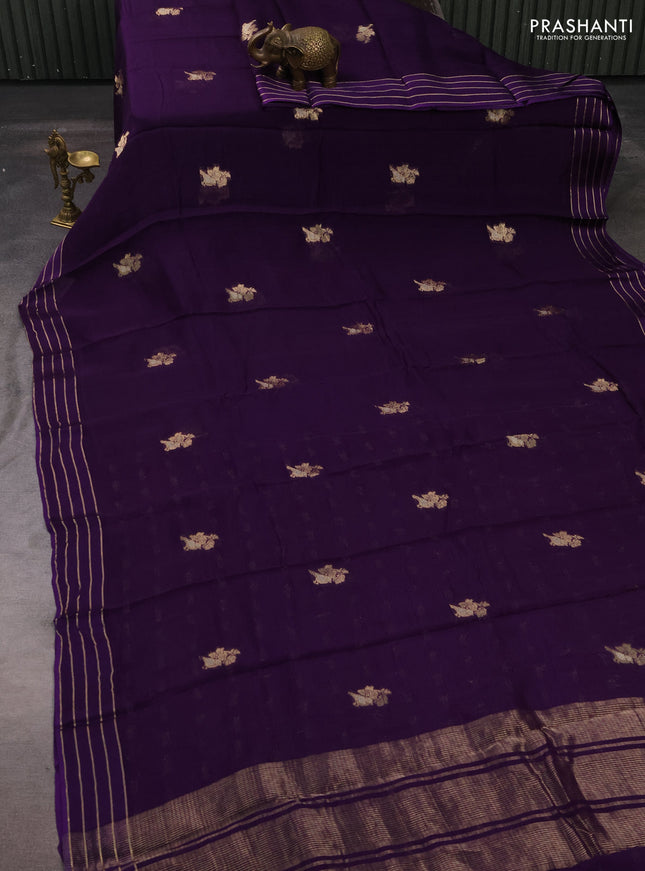 Art kota silk saree violet with zari woven buttas and zari woven border