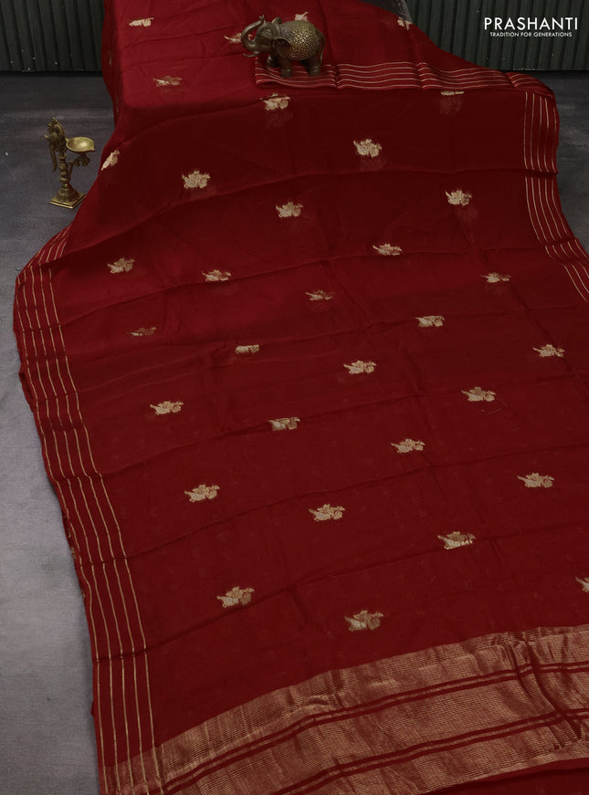 Art kota silk saree red with zari woven buttas and zari woven border