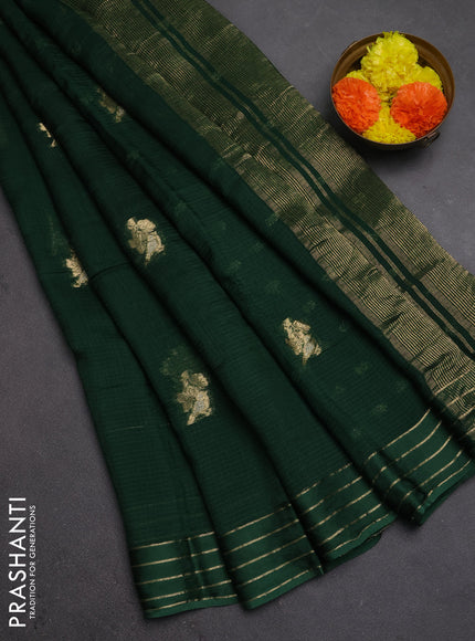 Art kota silk saree bottle green with zari woven buttas and zari woven border