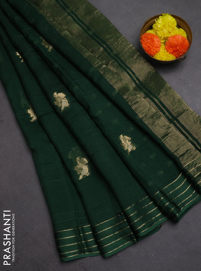 Art kota silk saree bottle green with zari woven buttas and zari woven border