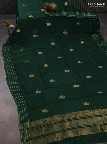 Art kota silk saree bottle green with zari woven buttas and zari woven border