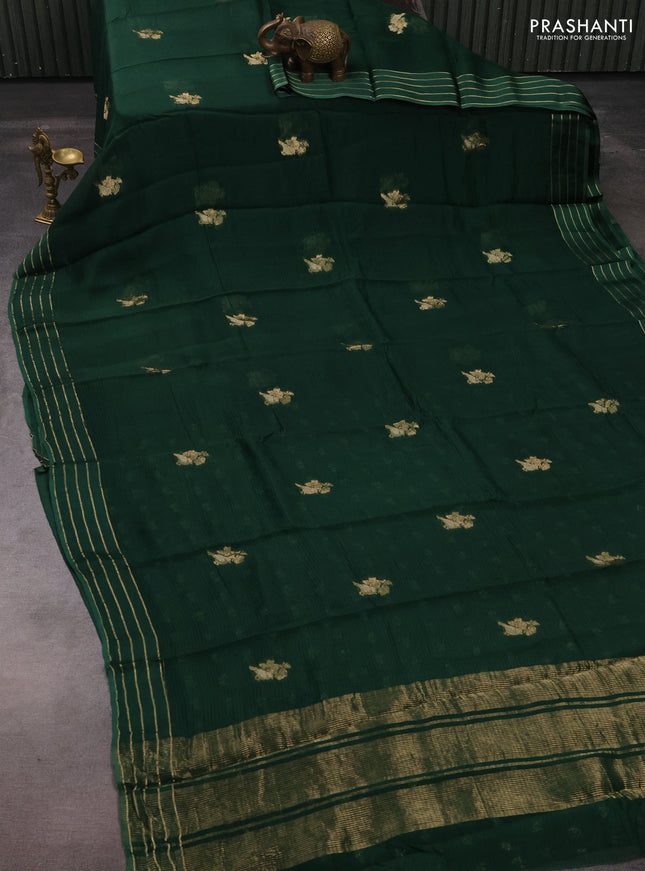 Art kota silk saree bottle green with zari woven buttas and zari woven border
