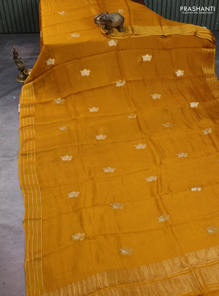 Art kota silk saree mustard yellow with zari woven buttas and zari woven border