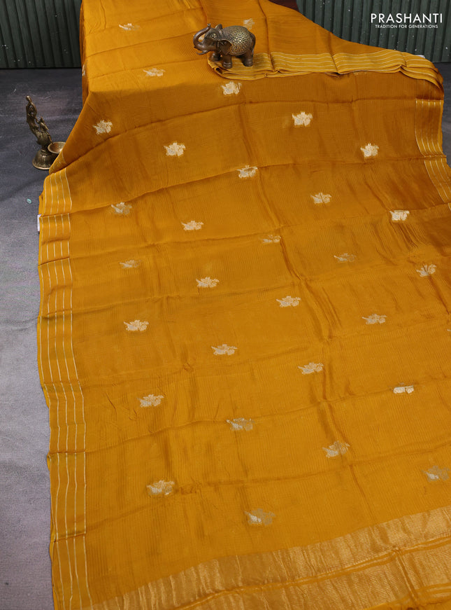 Art kota silk saree mustard yellow with zari woven buttas and zari woven border