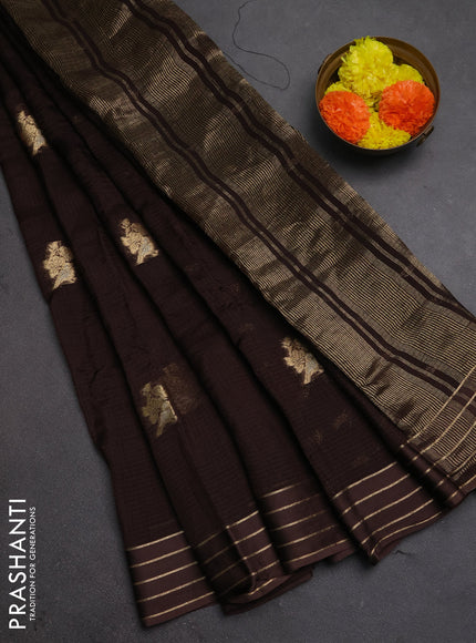 Art kota silk saree coffee brown with zari woven buttas and zari woven border