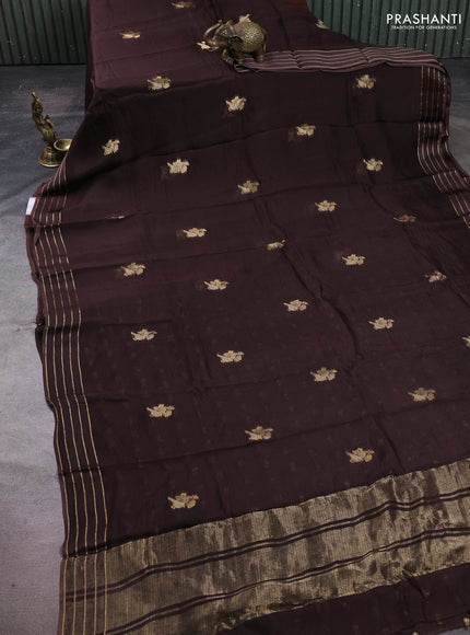 Art kota silk saree coffee brown with zari woven buttas and zari woven border