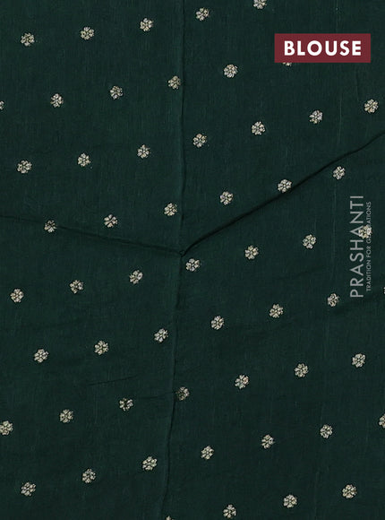 Art kota silk saree green with silver & zari woven floral buttas and rettapet zari woven border