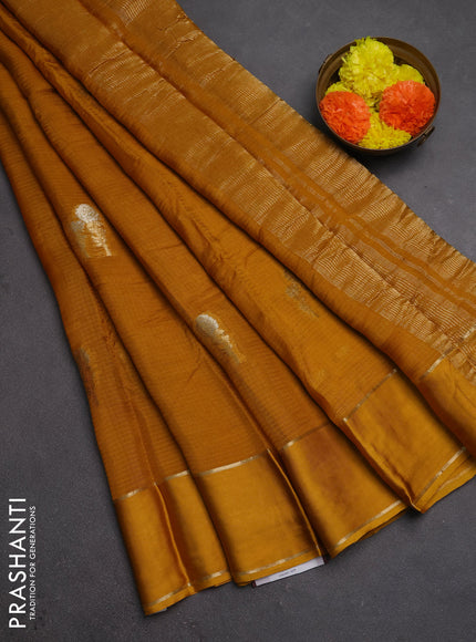 Art kota silk saree mustard yellow with silver & zari woven floral buttas and rettapet zari woven border