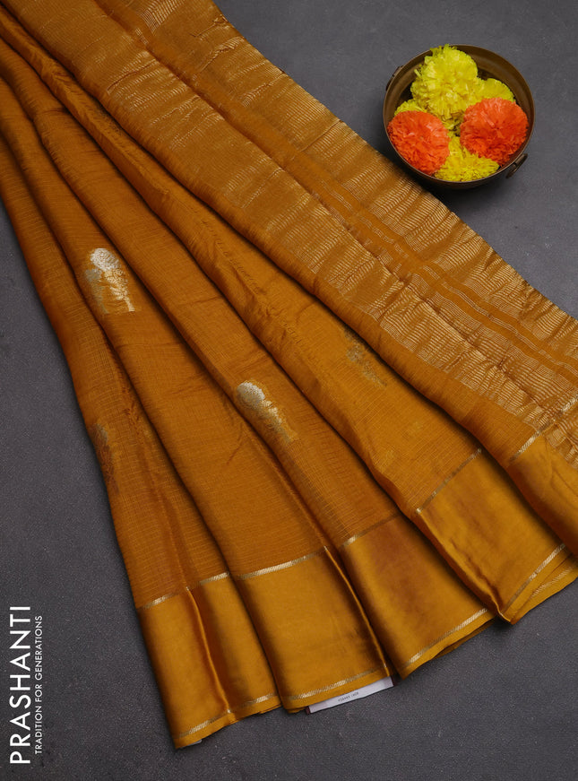 Art kota silk saree mustard yellow with silver & zari woven floral buttas and rettapet zari woven border