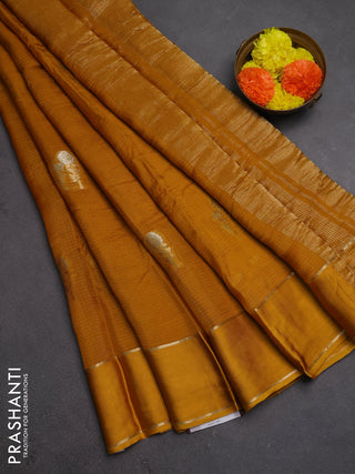 Art kota silk saree mustard yellow with silver & zari woven floral buttas and rettapet zari woven border