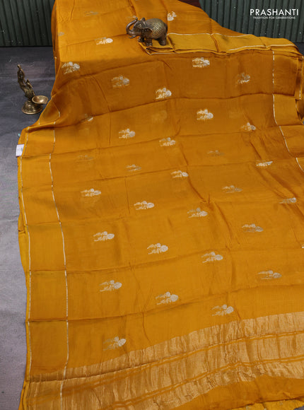 Art kota silk saree mustard yellow with silver & zari woven floral buttas and rettapet zari woven border