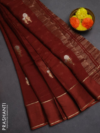Art kota silk saree rust shade with silver & zari woven floral buttas and rettapet zari woven border