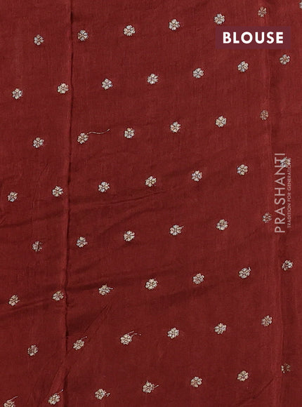 Art kota silk saree rust shade with silver & zari woven floral buttas and rettapet zari woven border