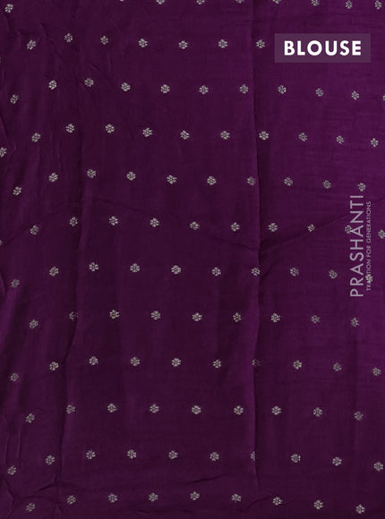 Art kota silk saree purple with silver & zari woven floral buttas and rettapet zari woven border