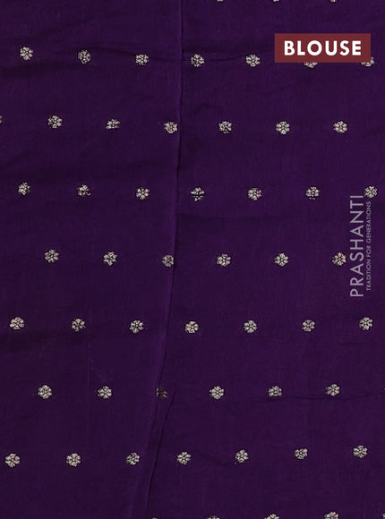Art kota silk saree violet with silver & zari woven floral buttas and rettapet zari woven border