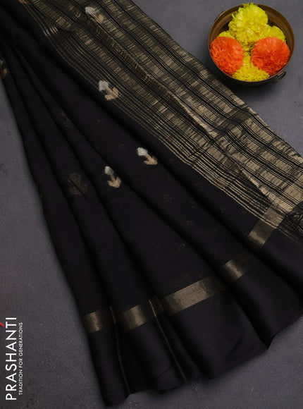 Art kota silk saree black with silver & zari woven buttas and zari woven simple border