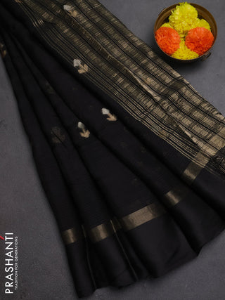 Art kota silk saree black with silver & zari woven buttas and zari woven simple border