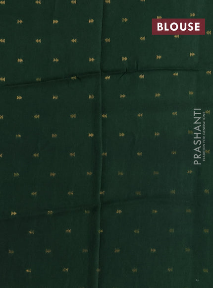 Art kota silk saree bottle green with silver & zari woven buttas and zari woven simple border