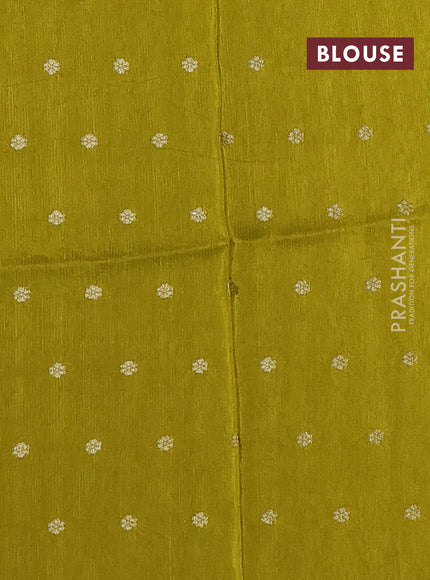 Art kota silk saree mehendi green with silver & zari woven buttas and zari woven simple border