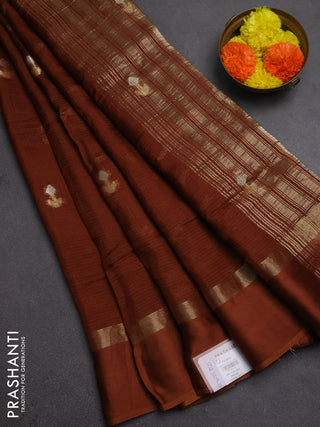 Art kota silk saree rust shade with silver & zari woven buttas and zari woven simple border