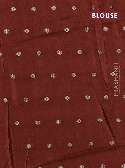 Art kota silk saree rust shade with silver & zari woven buttas and zari woven simple border