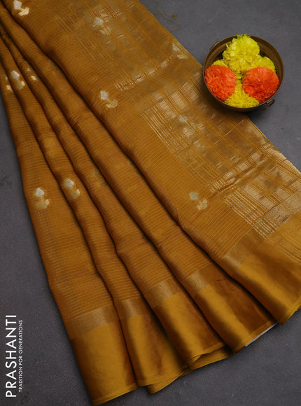 Art kota silk saree mustard yellow with silver & zari woven buttas and zari woven simple border