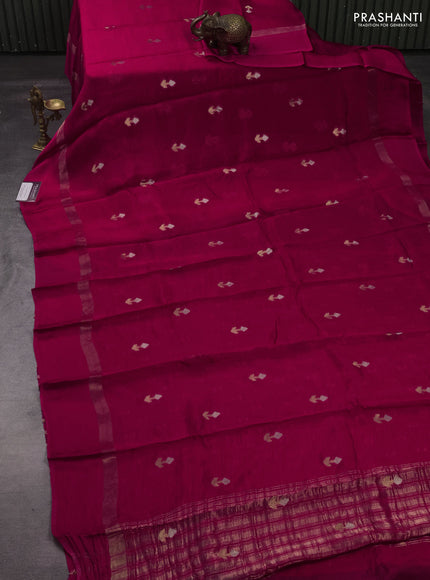 Art kota silk saree pink with silver & zari woven buttas and zari woven simple border