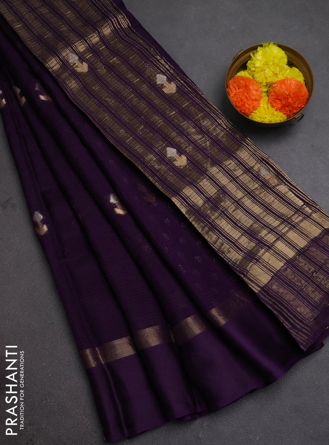 Art kota silk saree violet with silver & zari woven buttas and zari woven simple border