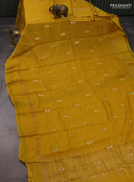 Art kota silk saree yellow with silver & zari woven buttas and zari woven simple border