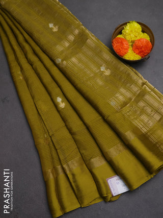 Art kota silk saree light green with silver & zari woven buttas and zari woven simple border