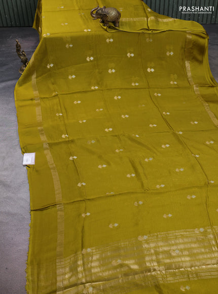 Art kota silk saree light green with silver & zari woven buttas and zari woven simple border