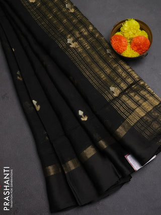 Art kota silk saree black with silver & zari woven buttas and zari woven simple border