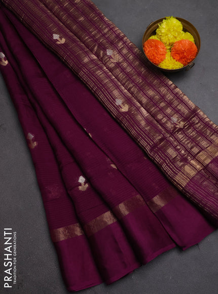 Art kota silk saree purple with silver & zari woven buttas and zari woven simple border