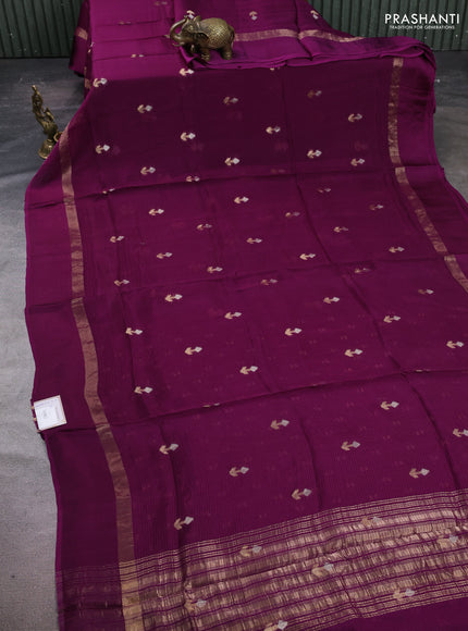 Art kota silk saree purple with silver & zari woven buttas and zari woven simple border