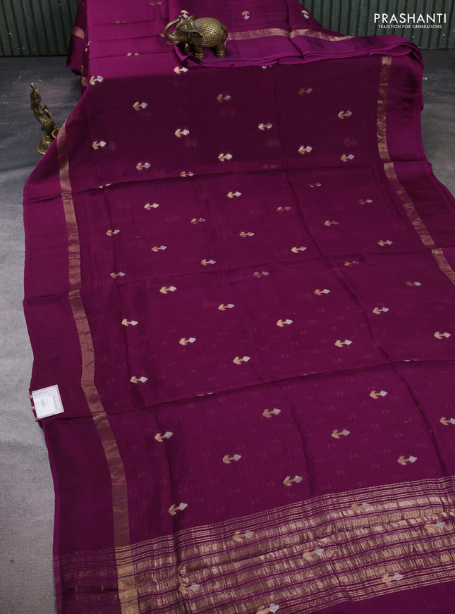 Art kota silk saree purple with silver & zari woven buttas and zari woven simple border