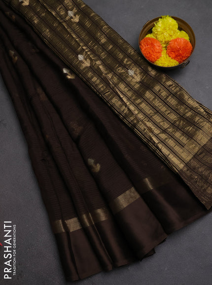 Art kota silk saree coffee brown with silver & zari woven buttas and zari woven simple border
