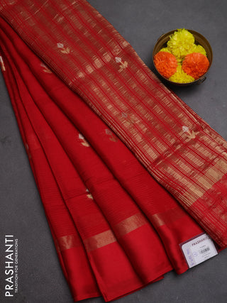 Art kota silk saree red with silver & zari woven buttas and zari woven simple border