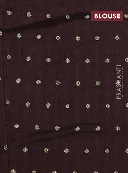 Art kota silk saree brown with silver & zari woven buttas and zari woven simple border